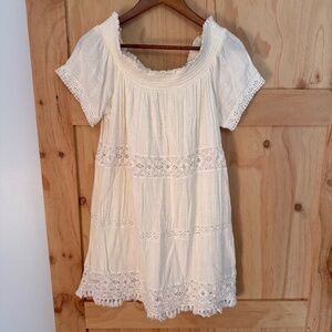 American Eagle Off The Shoulder Cream Lace Mini Dress